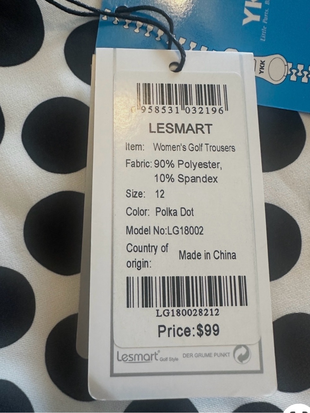 NWT Women’s LESMART Polka Dot Golf Pants RTL $99 Size 12 - Picture 6 of 8